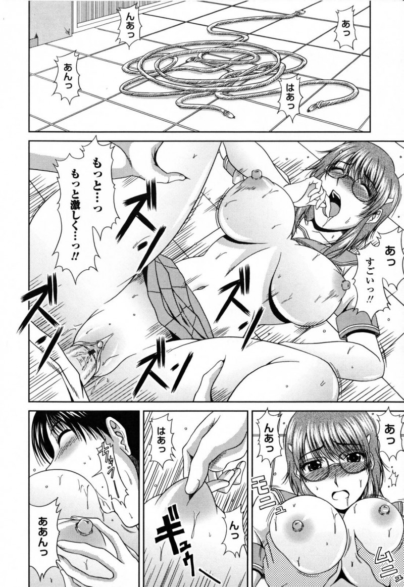 【エロ漫画】部室で同級生の男子にエッチなことをするJK達…エッチなことに興味津々な彼女たちは戸惑う彼にお構い無しでフェラやダブルパイズリなどをしたのち、中出し乱交セックスする！【甲斐ひろゆき:漫研トライアングル】