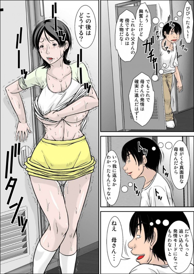 ひたすら息子に襲われちゃってエッチな気持ちになっちゃう母親…乳首責めされたりクンニやバックの中出しセックスで近親相姦してトロ顔に堕ちちゃう！【ほよよ堂：こら！あんた母親を口説いて何しようっていうの！～母親発情編～前編】