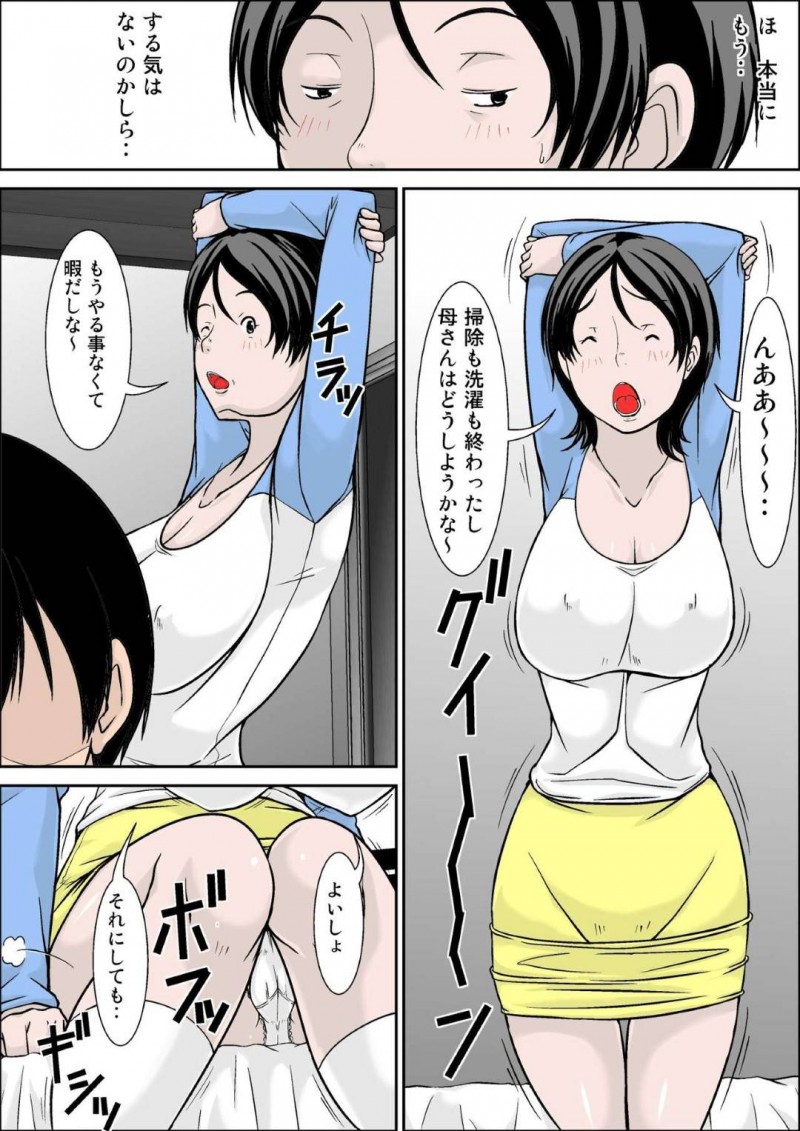 ひたすら息子に襲われちゃってエッチな気持ちになっちゃう母親…乳首責めされたりクンニやバックの中出しセックスで近親相姦してトロ顔に堕ちちゃう！【ほよよ堂：こら！あんた母親を口説いて何しようっていうの！～母親発情編～前編】