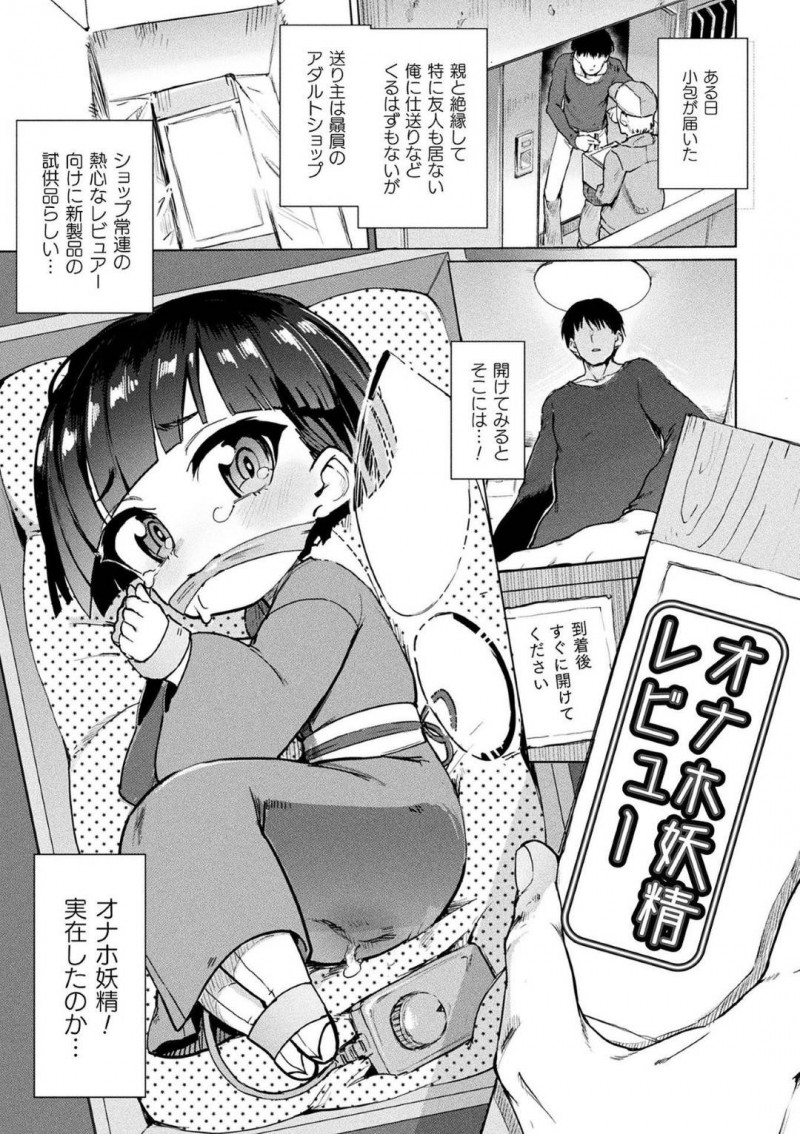 【エロ漫画】玩具レビュアーの男に慰み者にされる美少女オナホ妖精…ローター責めやクンニでイカされ、激しい中出し鬼畜レイプで陵辱されてしまう【あおむし：オナホ妖精レビュー】